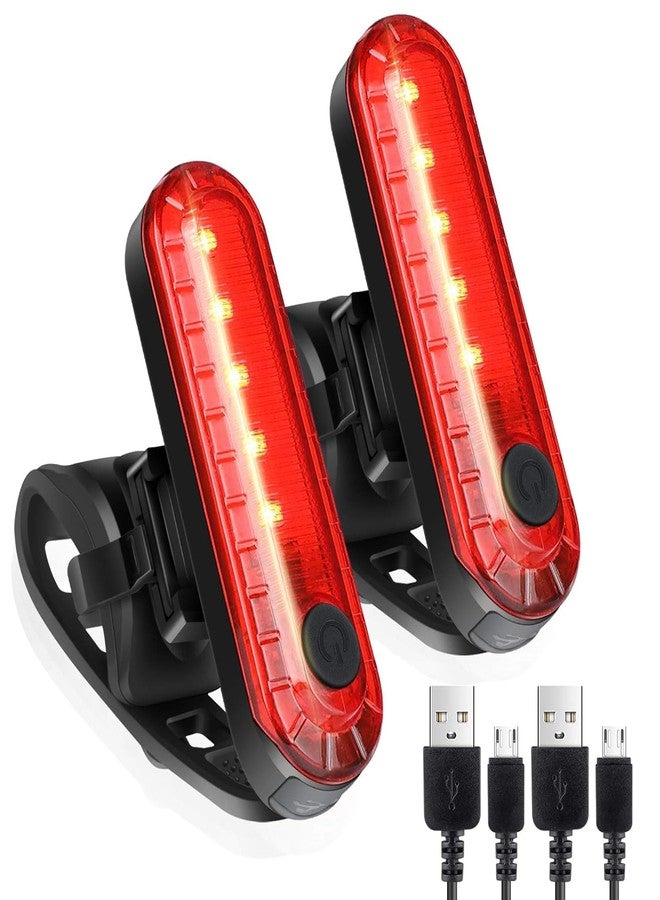 Bitrexup LED Rear Bike Tail Light 2 Pack, Ultra Bright USB Rechargeable Bicycle Taillights, Waterproof Bike Back Light for Cycling Helmet Safety Warning Strobe, 4 Light Mode Options - Image 1