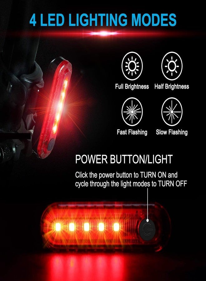 Bitrexup LED Rear Bike Tail Light 2 Pack, Ultra Bright USB Rechargeable Bicycle Taillights, Waterproof Bike Back Light for Cycling Helmet Safety Warning Strobe, 4 Light Mode Options - Image 3