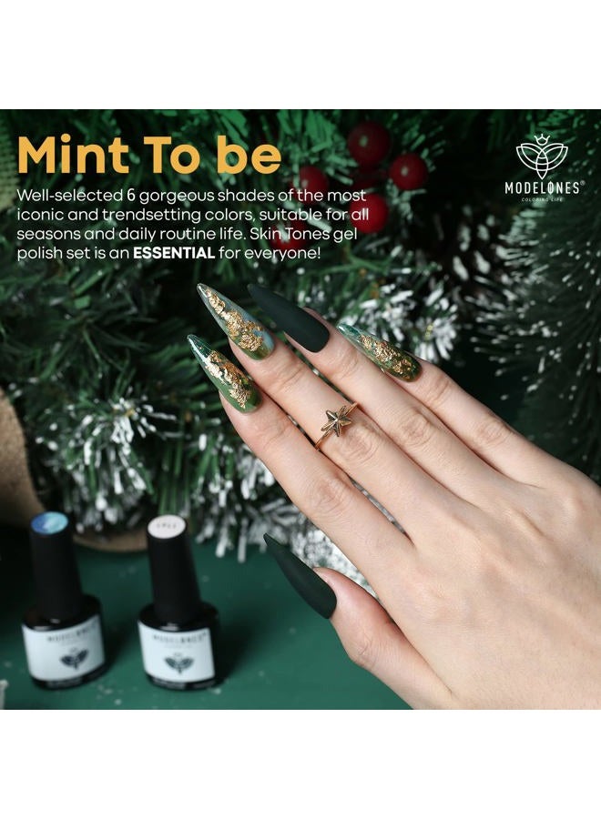 modelones طقم طلاء أظافر جل - 6 ألوان طقم طلاء جل لامع أخضر غابة أفوكادو لامع طقم أظافر جل سهل الإزالة مانكير دي آي واي فن الأظافر صالون هدية منزلية - Image 3