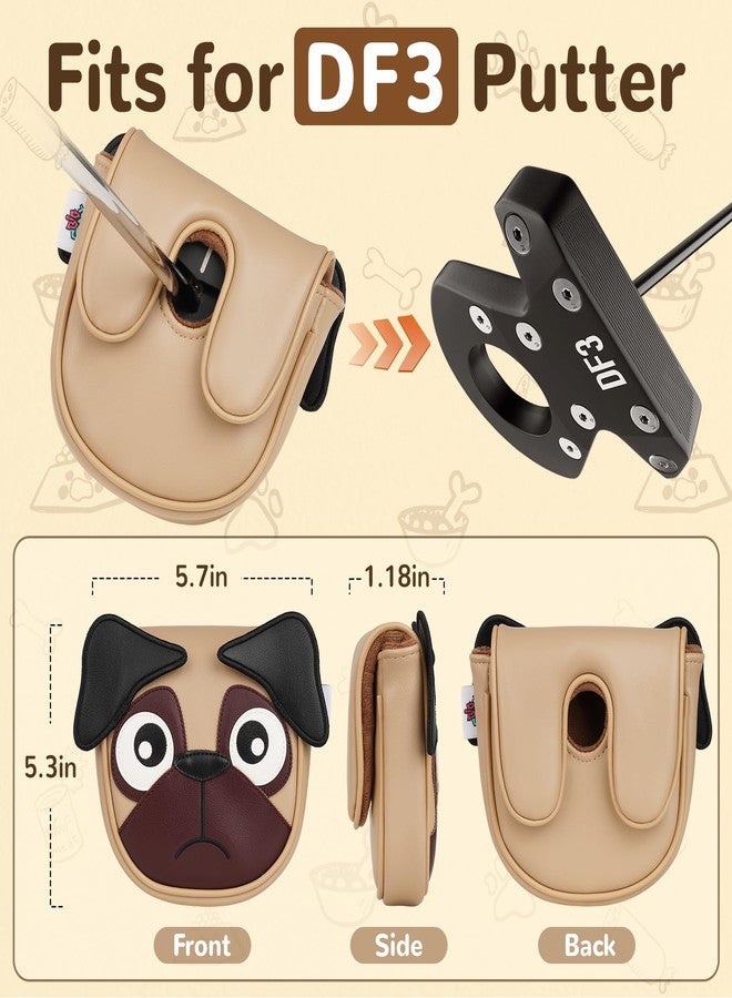 Big Crazy Golf Club Head Covers, Putter Cover with Strong Magnetic Closure, Driver Headcover, Square Mallet DF3 Putter Cover, Waterproof, Funny Design French Bulldog Pug Dog, Funny Golf Gift - Image 3