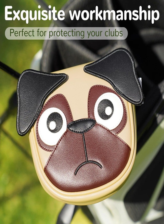 Big Crazy Golf Club Head Covers, Putter Cover with Strong Magnetic Closure, Driver Headcover, Square Mallet DF3 Putter Cover, Waterproof, Funny Design French Bulldog Pug Dog, Funny Golf Gift - Image 2