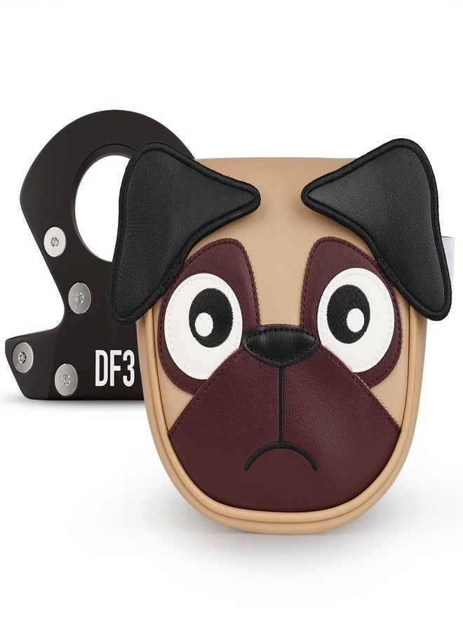 Big Crazy Golf Club Head Covers, Putter Cover with Strong Magnetic Closure, Driver Headcover, Square Mallet DF3 Putter Cover, Waterproof, Funny Design French Bulldog Pug Dog, Funny Golf Gift - Image 1