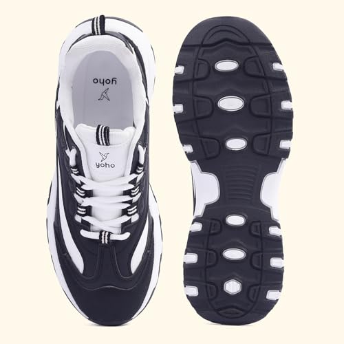 YOHO Chonks Women’s Sporty Comfortable Chunky Sneakers | Classic Black - UK 8 - Image 5