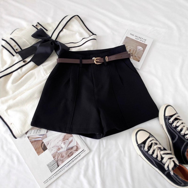 High Waist Straight Leg Shorts for Women 2025 Summer Fall Korean Style - Image 2