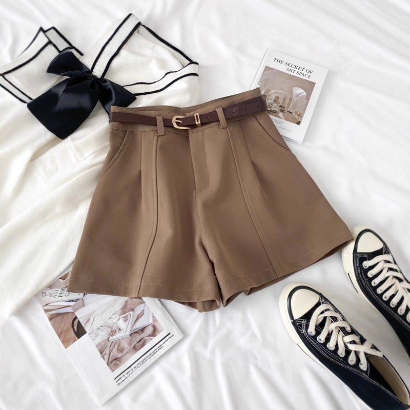 High Waist Straight Leg Shorts for Women 2025 Summer Fall Korean Style - Image 3