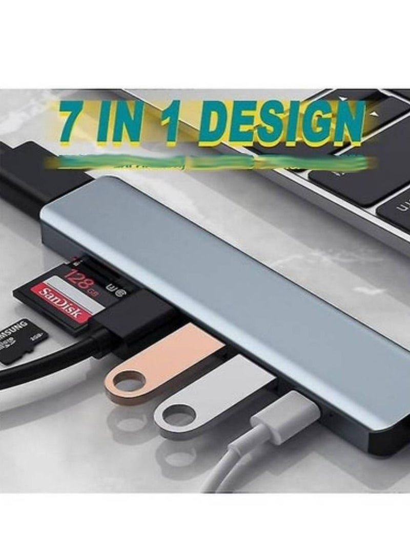 محول متعدد المنافذ 7 في 1 USB C لأجهزة Macbook Pro / Air & Type C - Image 2