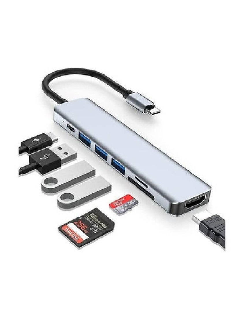 محول متعدد المنافذ 7 في 1 USB C لأجهزة Macbook Pro / Air & Type C - Image 1