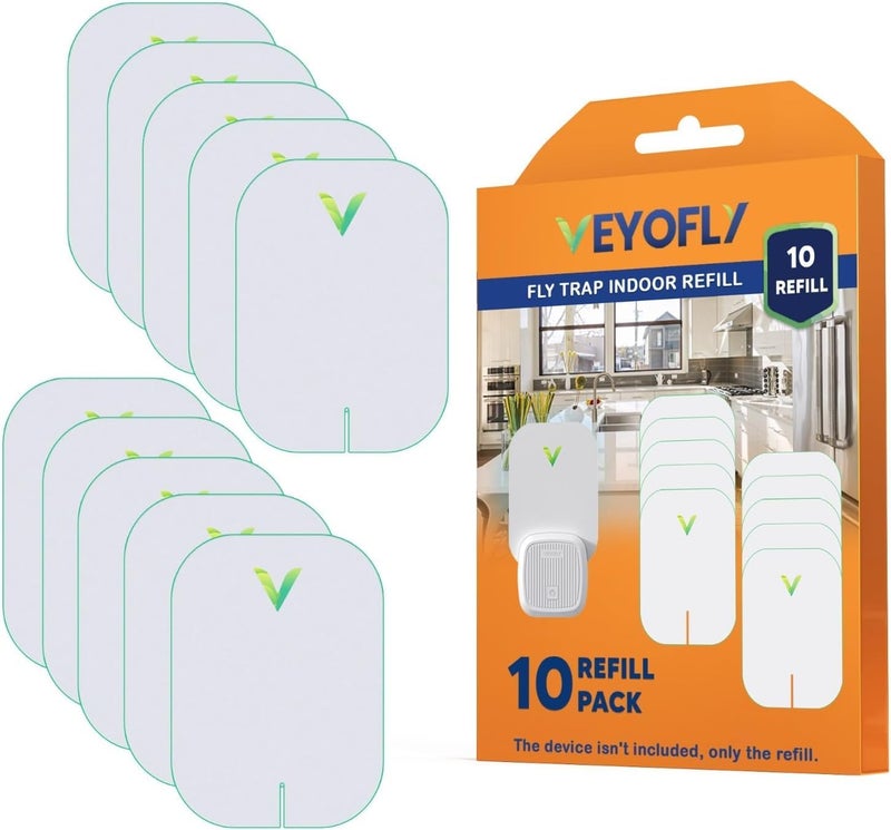 VEYOFLY Flying Insect Trap Refill- Plug in Bug Catcher Indoor Refills, Indoor Fly Trap, Indoor Flea Trap,Trap for Mosquitos, Bugs, Insects, Gnats, Moth and Fruit Flies -Plug in Refill (Pack of 10) - Image 1