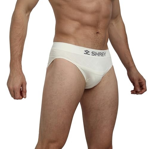 SHREY Men Nylon Athletic Supporter Brief Off White, Large - Image 3