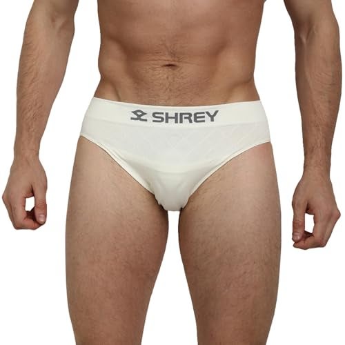 SHREY Men Nylon Athletic Supporter Brief Off White, Large - Image 1