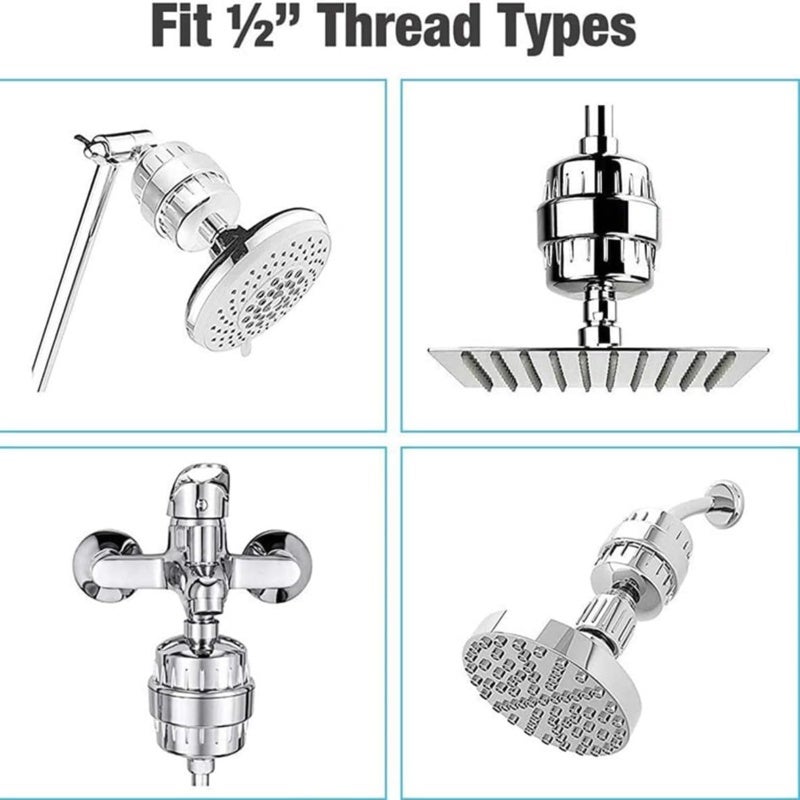 20-Stage Shower Filter, Chlorine & Heavy Metal Reducing, Skin & Hair Protecting Shower Filter Cartridge - Softens Hard Water, Vitamin C Infused Shower Filter for Home Bathroom, Dry Itchy Skin & Damage - Image 4