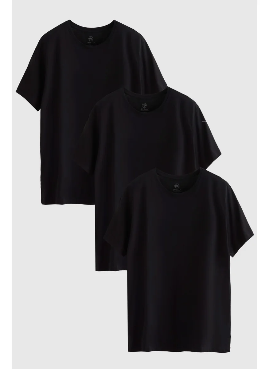 دي أس دامات D'S Groom Slim Fit Black 3-Piece T-Shirt 4HC14ORTBN533
