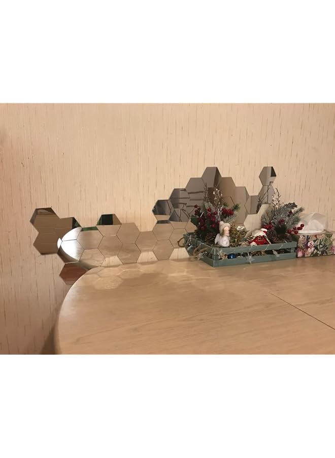 Zaboon Wall Decals, Hexagon Mirror Wall Stickers Removable Wall Decals Acrylic Decorative Mirror Diy Home Decorations For Bedroom Bathroom Living Room (12) - Image 1