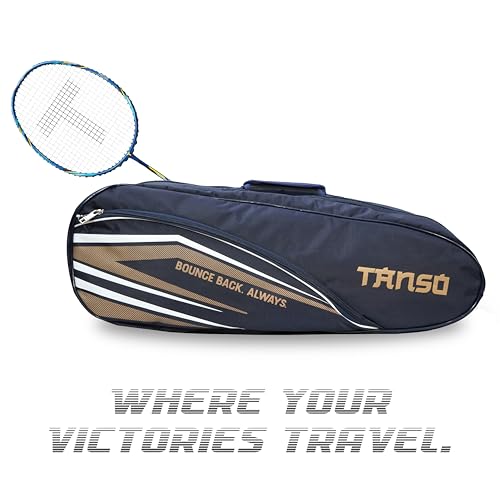 TANSO Windbender Full Graphite Ultra Light Weight Badminton Racquet with T-Blast Badminton Kit Bag (32 Lbs Tension, 680 mm Long, 77 Grams, Strung with Premium Strings) - Image 4
