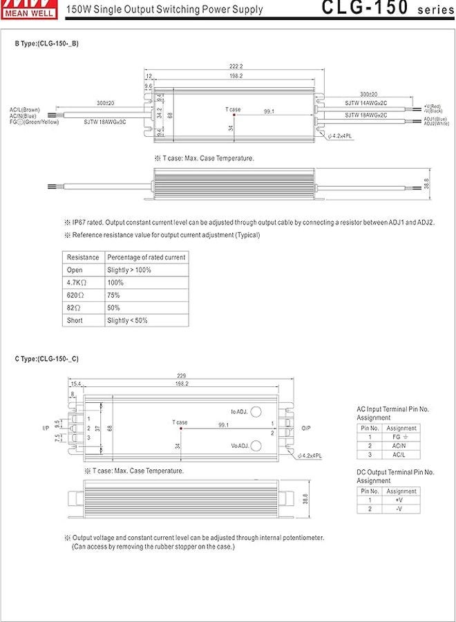 Mean Well CLG 150 12V 11A 132W Single Output LED Driver Power Supply with PFC - Image 5