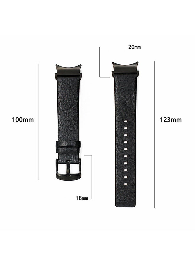 O Ozone Leather Band For Samsung Galaxy Watch 7 6 5 4 FE 40mm 44mm 45mm/Galaxy Watch 6 4 Classic 43mm 47mm 42mm 46mmLitchi Texture Leather Straps Men - Grey - Image 4