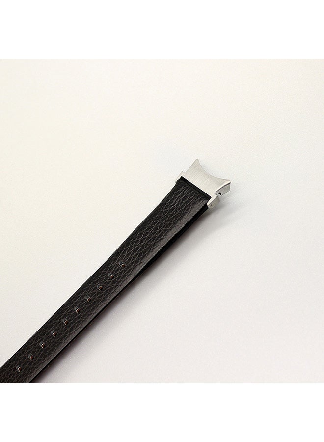 O Ozone Leather Band For Samsung Galaxy Watch 7 6 5 4 FE 40mm 44mm 45mm/Galaxy Watch 6 4 Classic 43mm 47mm 42mm 46mmLitchi Texture Leather Straps Men - Grey - Image 2