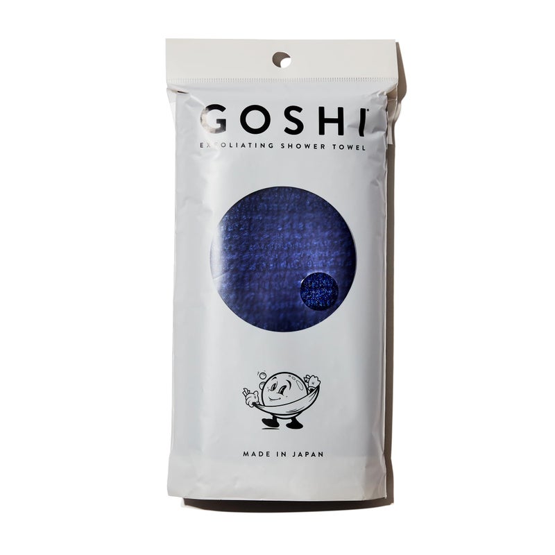 GOSHI Exfoliating Shower Towel RipResistant Exfoliating Washcloth for All Skin Types Indigo Blue Made in Japan