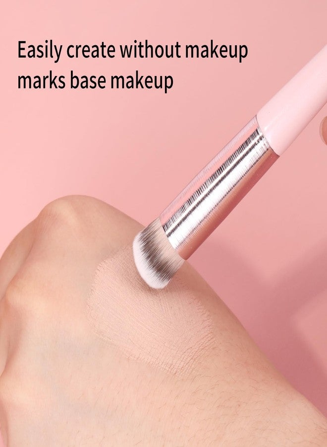 MSQ 2pcs Concealer Brush Angled Top Concealer Makeup Brush Under Eye Mini Angled Brush Nose Contour Brush Small Makeup Foundation Brushes for Concealer Powder Cream Liquid Makeup Pink - Image 5