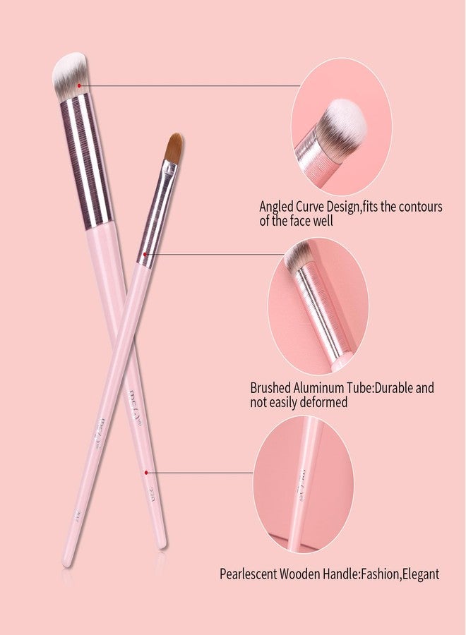 MSQ 2pcs Concealer Brush Angled Top Concealer Makeup Brush Under Eye Mini Angled Brush Nose Contour Brush Small Makeup Foundation Brushes for Concealer Powder Cream Liquid Makeup Pink - Image 3