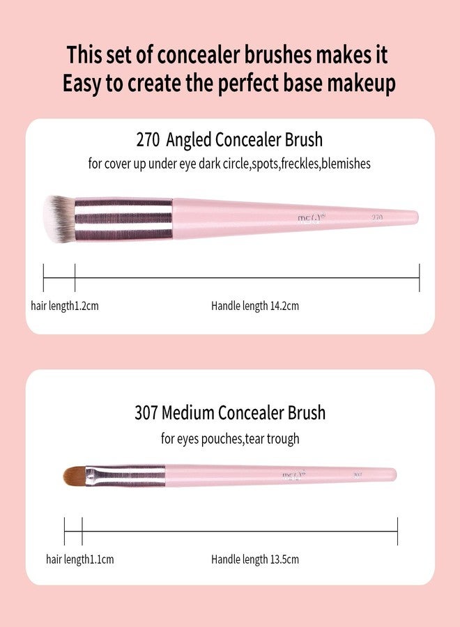 MSQ 2pcs Concealer Brush Angled Top Concealer Makeup Brush Under Eye Mini Angled Brush Nose Contour Brush Small Makeup Foundation Brushes for Concealer Powder Cream Liquid Makeup Pink - Image 4