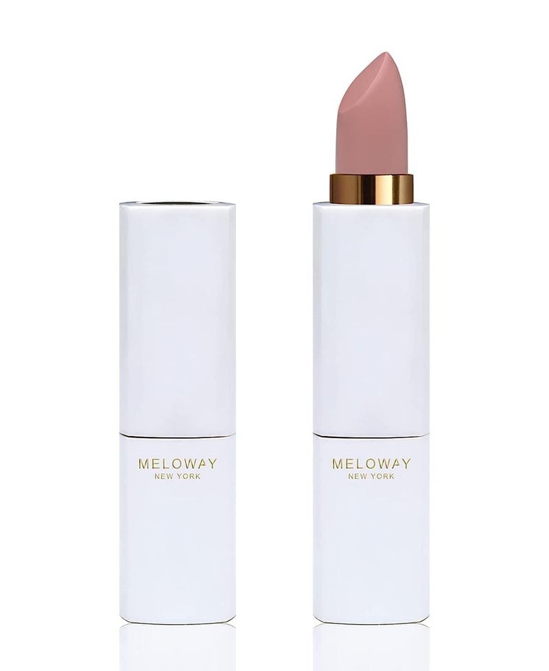 MELOWAY Hi-Rise Hydrating Matte Lipstick | Moisturizing, High-Pigment, Vegan Formula | Long-Lasting, Non-Drying, One-handed Capless Lipstick for Easy Application, Naked Peach - Image 1