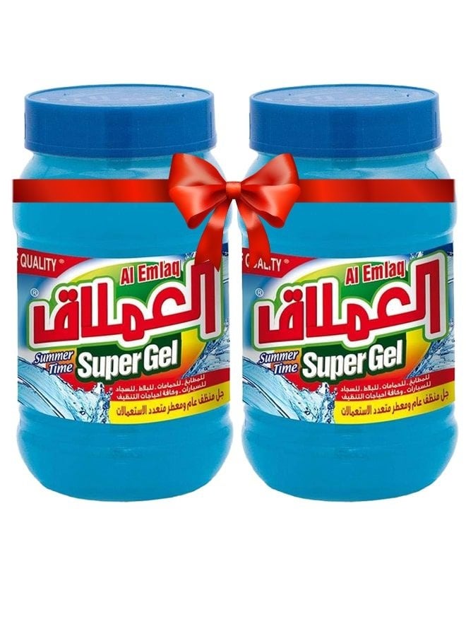 جل التنظيف متعدد الأغراض من الإملاك سوبر جل بزيت الصنوبر الطبيعي - 1 كجم للعبوة - رائحة صيفية منعشة - عبوة مزدوجة - 2 × 1 كجم
