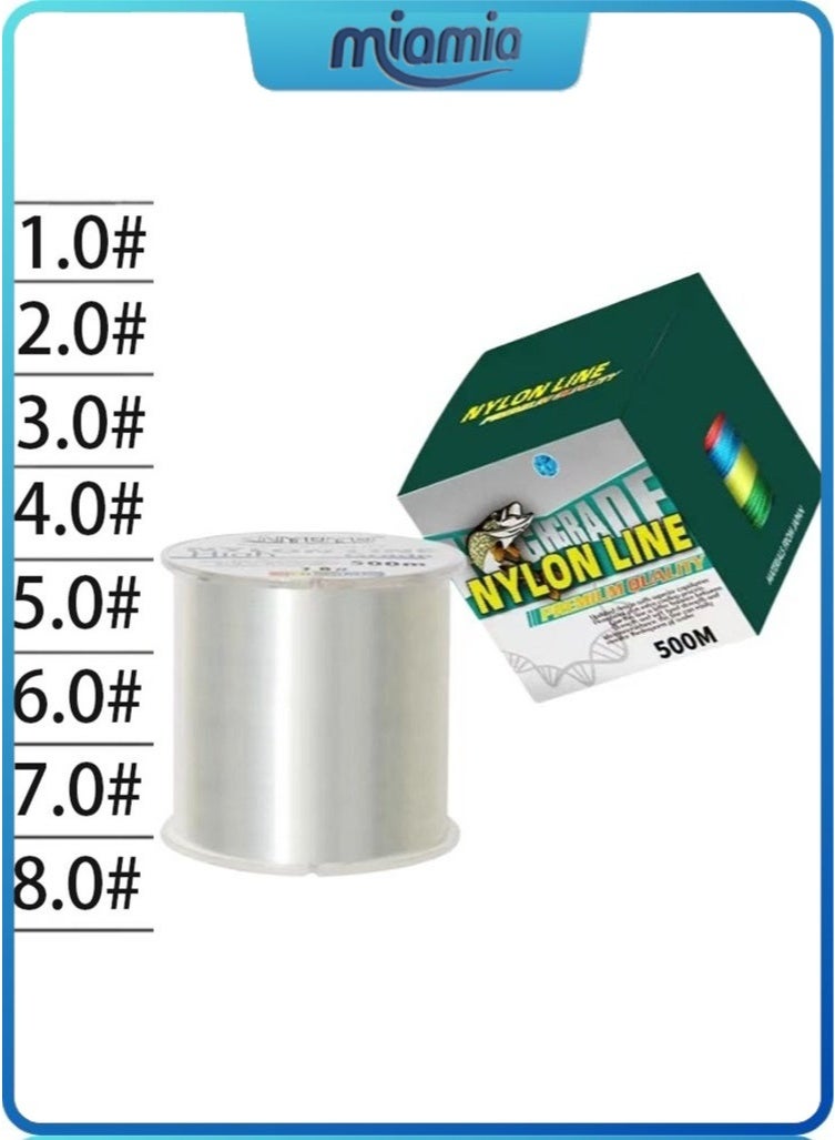ميأميأ خط صيد السمك الشفاف 500 متر من النايلون بخيط احادي لصيد السمك، سلك متين وشفاف - Image 1