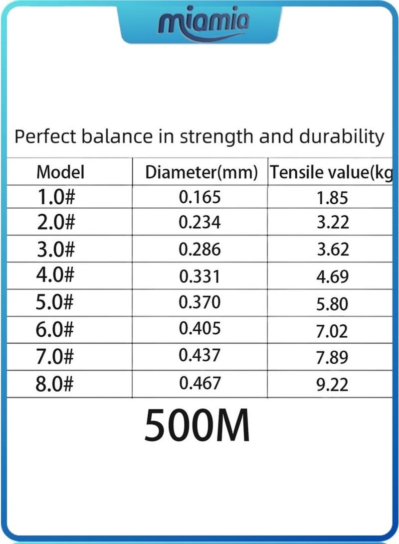 ميأميأ خط صيد السمك الشفاف 500 متر من النايلون بخيط احادي لصيد السمك، سلك متين وشفاف - Image 2