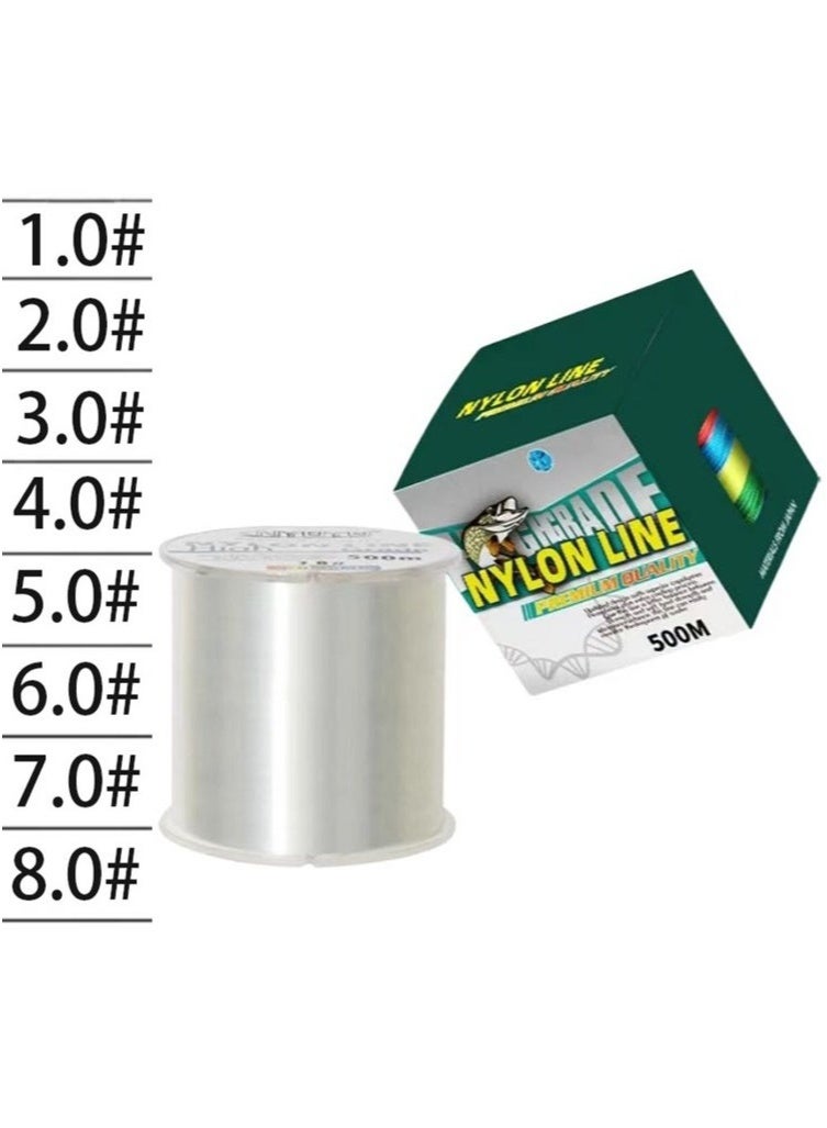 Miamia 500M-Nylon String Fishing Line Cord Clear Fluorocarbon Strong Monofilament Wire Flexible Wear-resistant Super Pulling Force Cut for Hanging Decorations Beading Crafts Kite 500M 2.0 - Image 1