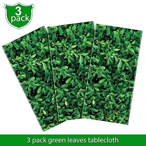 Tatuo 3 Pieces 54 x 108 Inches Jumbo Green Leaves Photography Leaf Backdrop 3D Waterproof Tree Leaves Background Photo Booth Prop Green Leaf Tablecloths for Baby Shower Birthday Party Decoration - Image 3