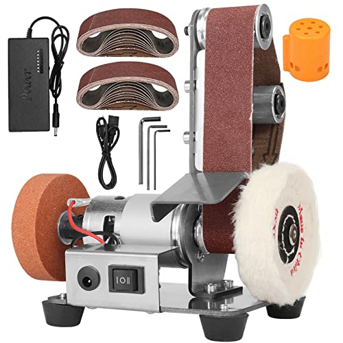 NuoDunco 3-In-1 Mini Belt Sander - Adjustable Speed Electric Grinding Sanding Machine, Handcraft System Bench Grinder Polisher Buffer for DIY Craft Wood Stained Glass Jewelry Making (Plus Kit) - Image 1