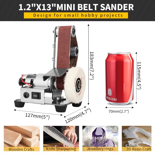 NuoDunco 3-In-1 Mini Belt Sander - Adjustable Speed Electric Grinding Sanding Machine, Handcraft System Bench Grinder Polisher Buffer for DIY Craft Wood Stained Glass Jewelry Making (Plus Kit) - Image 2