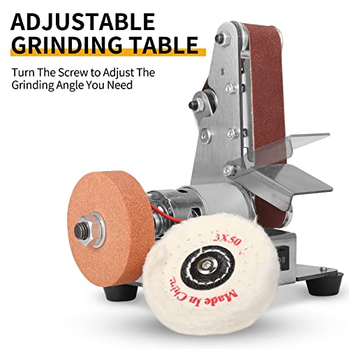 NuoDunco 3-In-1 Mini Belt Sander - Adjustable Speed Electric Grinding Sanding Machine, Handcraft System Bench Grinder Polisher Buffer for DIY Craft Wood Stained Glass Jewelry Making (Plus Kit) - Image 5