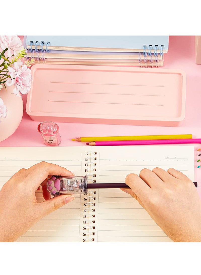 سيوسي براية أقلام رصاص ، 4 قطع لطيف القط باو كاواي أقلام رصاص يدوية مبراة للأطفال قطة مخلب أقلام رصاص مبراة مع غطاء للوازم المدرسية والمكتبية والمنزل (وردي ورمادي) - Image 5