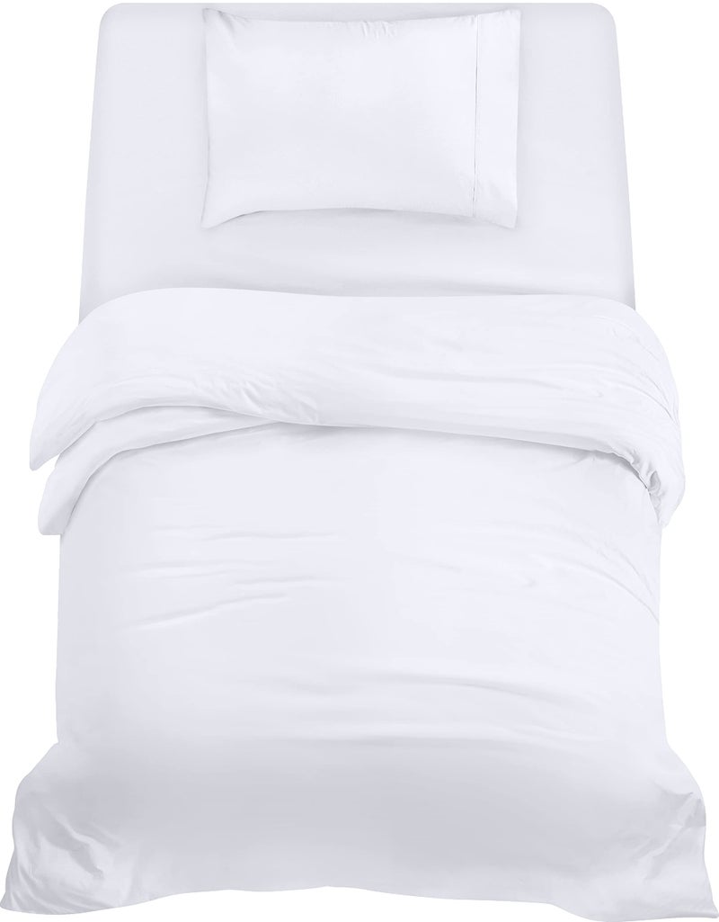Utopia Bedding 3 Piece Single Bedding Set  Duvet Cover Fitted Sheet with Pillow case  Soft Brushed Microfiber White