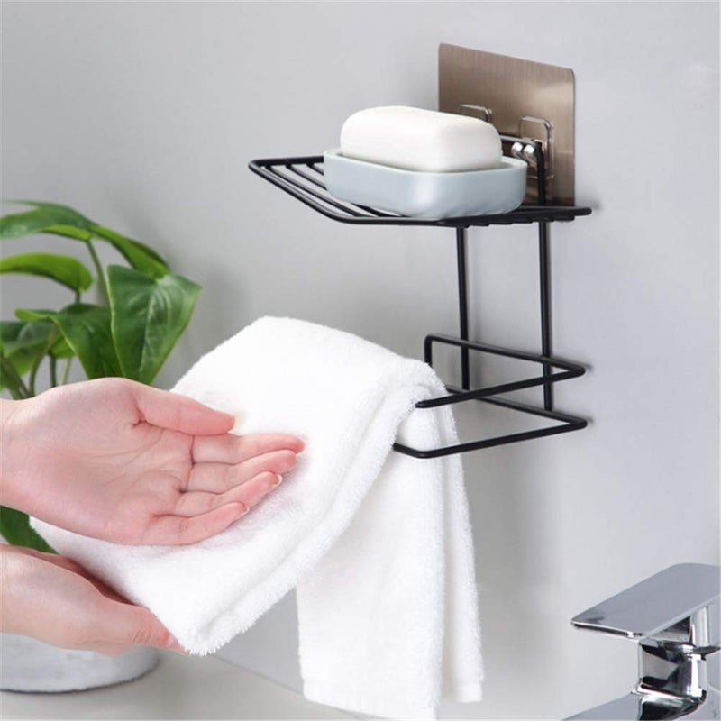 Density Collection Steel Bathroom Tissue Holder Toilet Wall Mounted with Mobile Phone Storage Shelf Bathroom Shelf for Tissue Tissue Rack 185x145x105 cm Black - Image 2