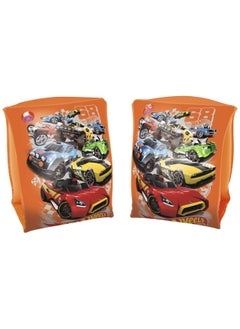 Bestway 93402-Hot Wheels Printed Inflatable Swimming Armbands 23x15cm/9"x6", Orange  - Image 1