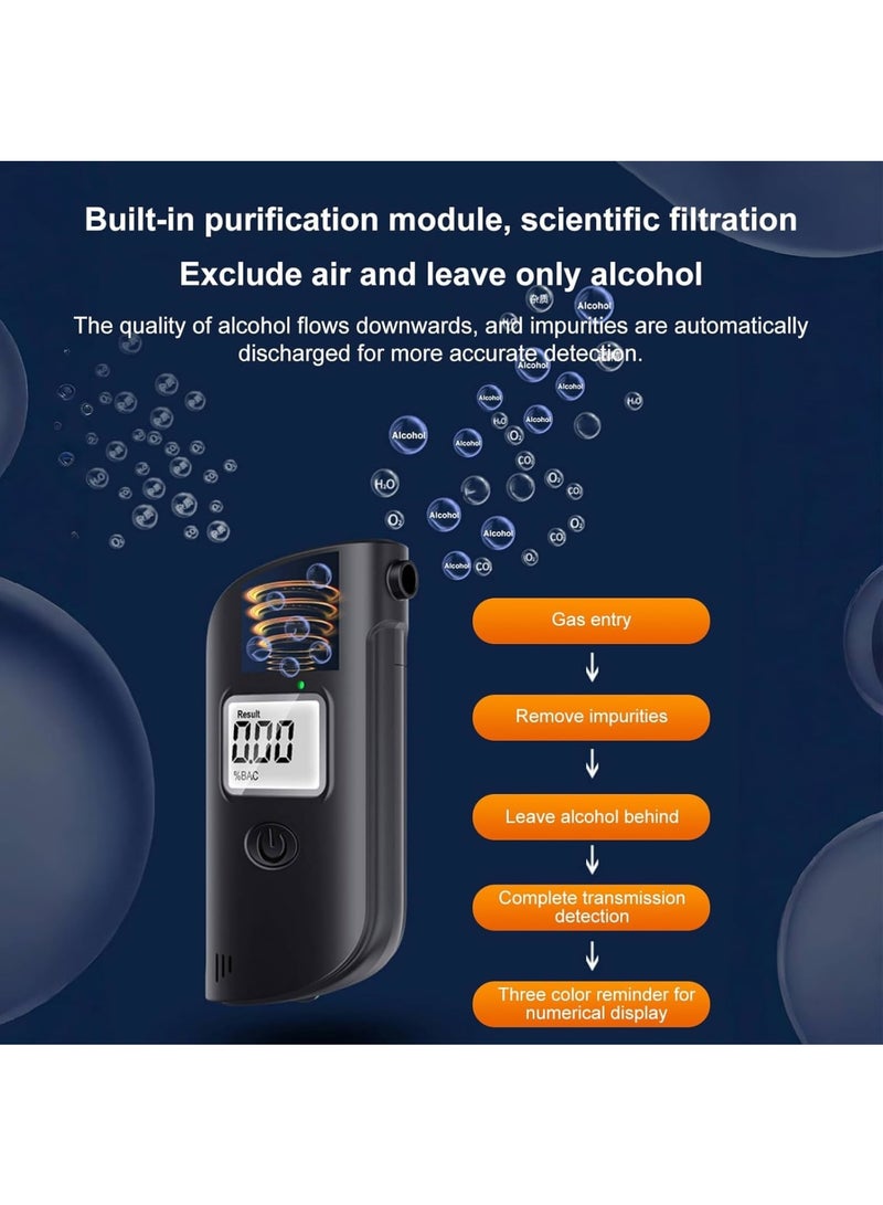 Zikra High Precision Portable Breathalyzer, Digital HD LCD Screen Alcohol Breathalyzer for Personal and Professional Use, High Accuracy and Fast Results Alcohol Detector with LED Light for Safe Driving - Image 4