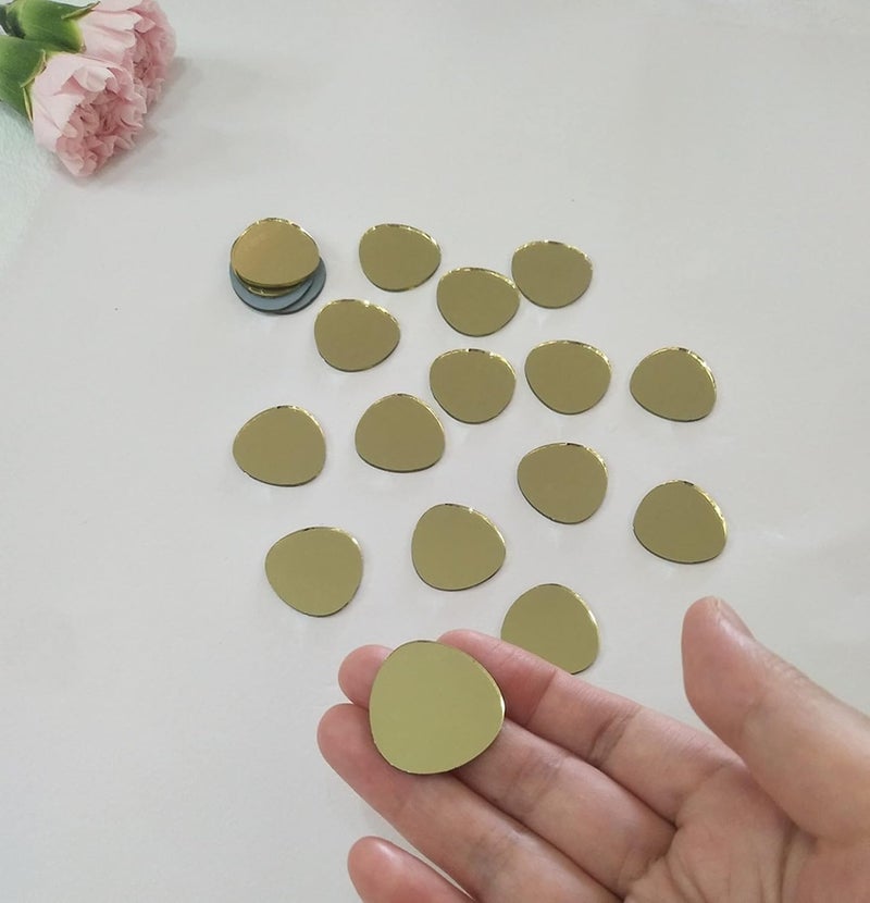 MEYA 100pcs of Oval Pebble Glass Mirror Mosaic Pieces for DIY Craft Plates Flowerpots Vases Cups Mosaic Making Supplies Gold Mirror - Image 4