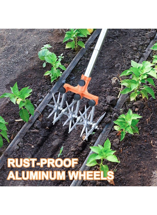 BARAYSTUS Rotary Cultivator Garden Rotary Tiller Adjustable Stainless Steel Poles Hand Tiller for Soil Mixing or Reseeding Grass Lawn Tiller Total Length 57 Inch. - Image 4