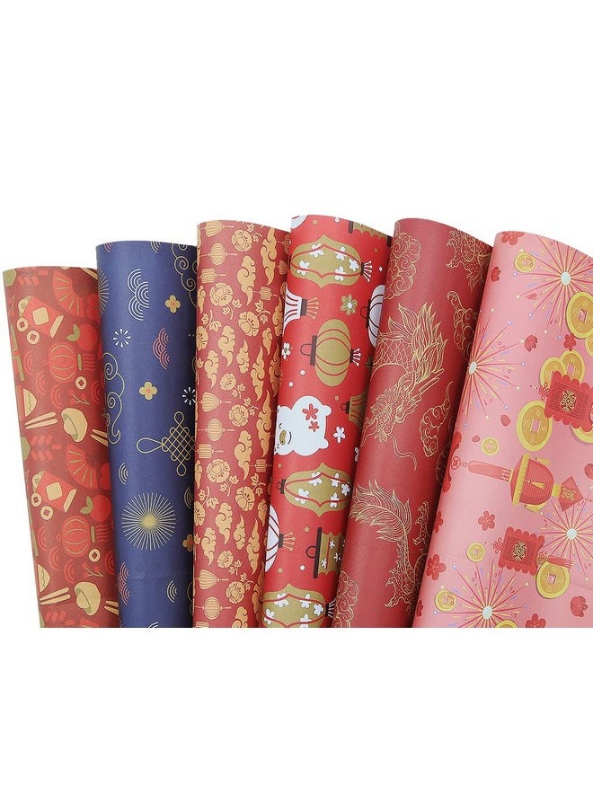 Boerni Chinese New Year Gifts Wrapping Papervalentines Day Happy Birthday Red Wrapping Paper 20X28" Per Sheet(6 Sheets23 Sq.Ft.Ttl.) For Chinese Lunar New Year 2022 Spring Festival Wedding Baby Shower  - Image 2