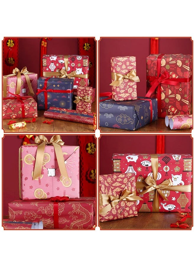 Boerni Chinese New Year Gifts Wrapping Papervalentines Day Happy Birthday Red Wrapping Paper 20X28" Per Sheet(6 Sheets23 Sq.Ft.Ttl.) For Chinese Lunar New Year 2022 Spring Festival Wedding Baby Shower  - Image 4