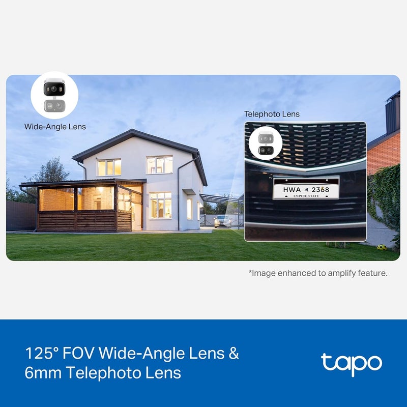 Tapo 2K 3MP IndoorOutdoor Dual Lens PanTilt Security Camera  130 WideAngle  6mm Telephoto 360 Pan Free PersonVehicle Detection SDCloud Storage Works wAlexa  Google Home  HybridCam Duo - Image 3