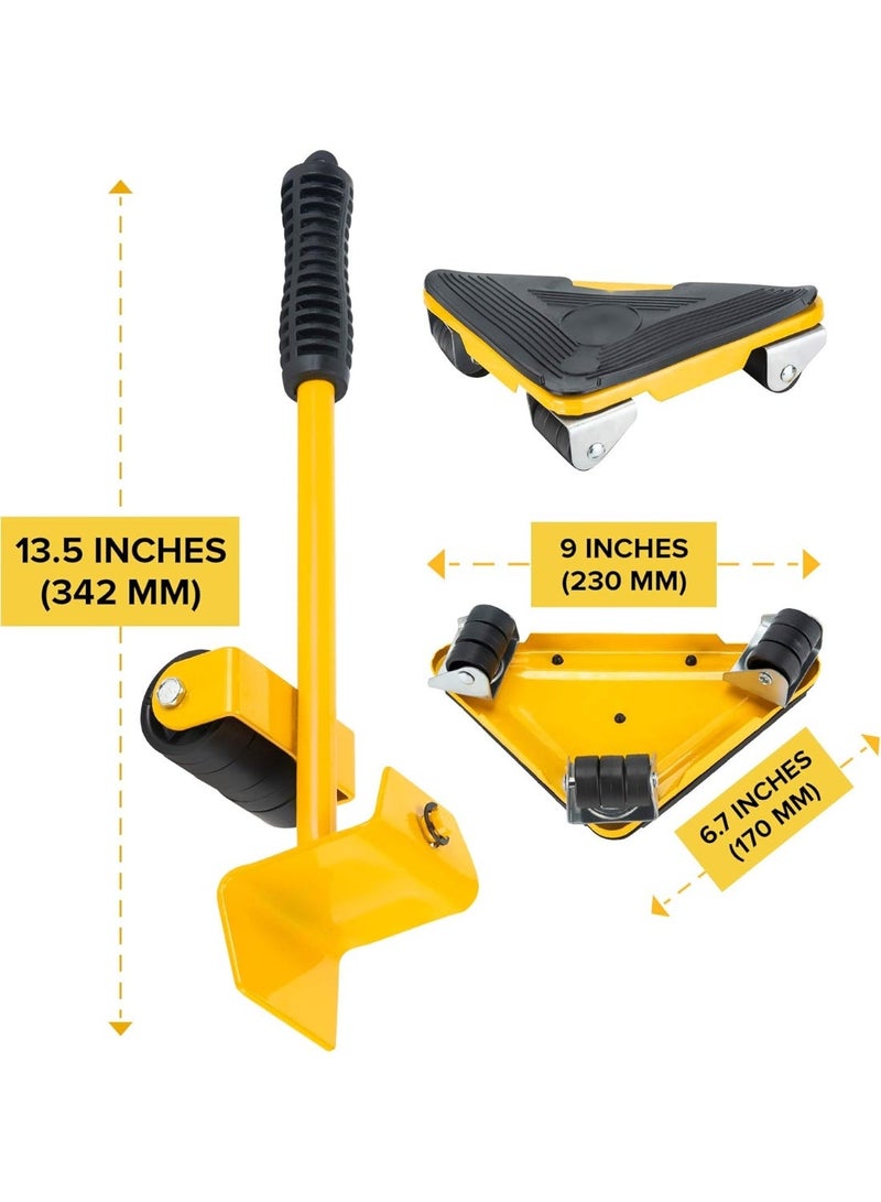 هالامين أدوات نقل الأثاث، رافع أثاث عالي التحمل مكون من 5 قطع، بكرة مطاطية قابلة للدوران 360 درجة، لنقل الأثاث الثقيل والثلاجات والأرائك والخزائن - Image 2