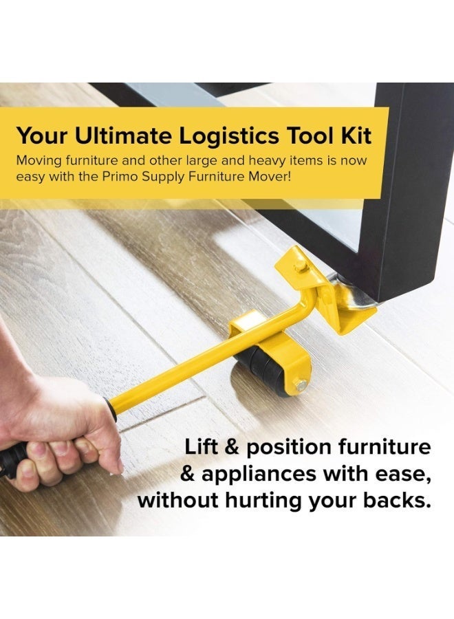 هالامين أدوات نقل الأثاث، رافع أثاث عالي التحمل مكون من 5 قطع، بكرة مطاطية قابلة للدوران 360 درجة، لنقل الأثاث الثقيل والثلاجات والأرائك والخزائن - Image 5