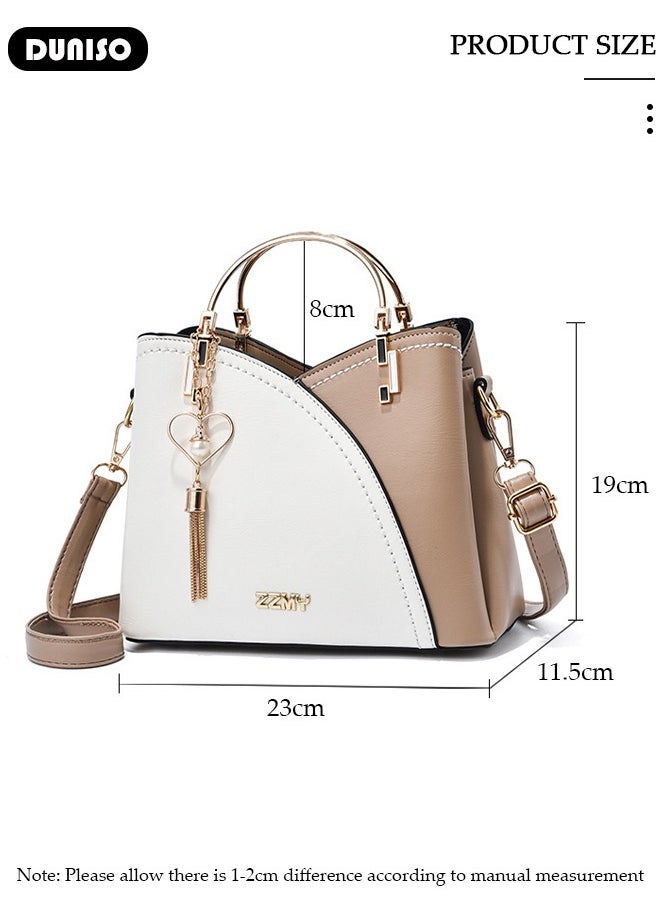 DUNISO - Women's Fashion Handbag Faux Leather Crossbody Bag For Women Large Capacity Bow Trim Tote Bags Top Handle Satchel Fashionable Travel Shoulder Bag For Ladies - Image 1