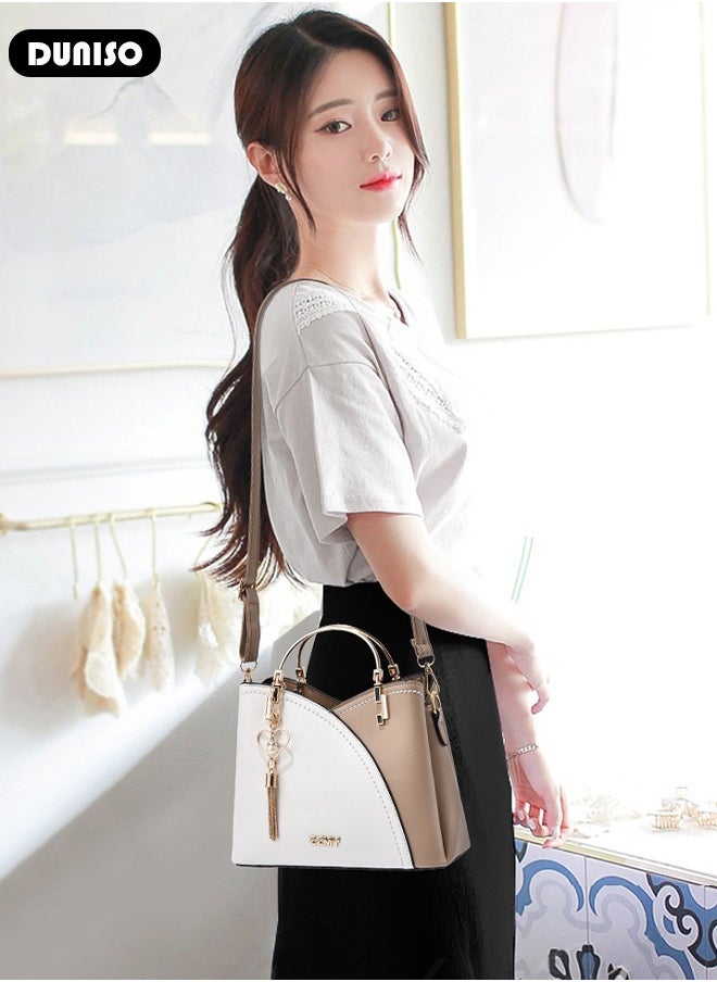 DUNISO - Women's Fashion Handbag Faux Leather Crossbody Bag For Women Large Capacity Bow Trim Tote Bags Top Handle Satchel Fashionable Travel Shoulder Bag For Ladies - Image 1