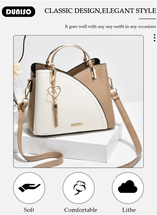 DUNISO - Women's Fashion Handbag Faux Leather Crossbody Bag For Women Large Capacity Bow Trim Tote Bags Top Handle Satchel Fashionable Travel Shoulder Bag For Ladies - Image 1