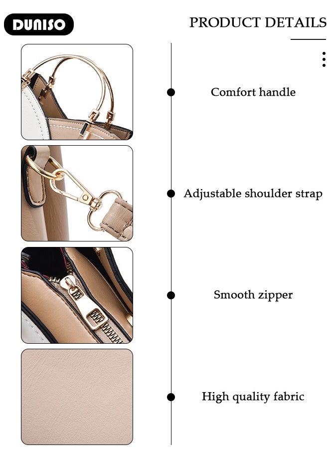 DUNISO - Women's Fashion Handbag Faux Leather Crossbody Bag For Women Large Capacity Bow Trim Tote Bags Top Handle Satchel Fashionable Travel Shoulder Bag For Ladies - Image 1